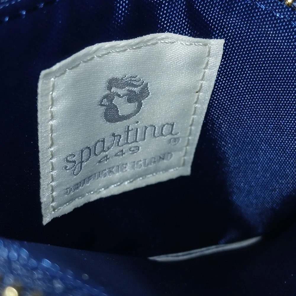 Spartina 449 Navy Floral Pouch with Tan Strap - Picture 4 of 4